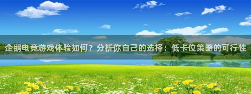 南宫电竞注册：企鹅电竞游戏体验如何？分析你自己的选择：低卡位策略的可行性